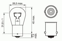 Лампа STANDARD P21W 12V 21W 1987302201 для NISSAN ALMERA II Hatchback (N16) 1.5 2000-, код двигателя QG15DE, V см3 1498, кВт 66, л.с. 90, бензин, Bosch 1987302201